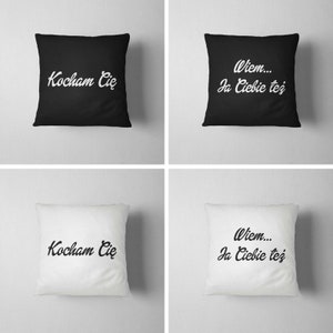 Pillows for couple, 2 Decorative cushions, Wedding Shower Gift, Kocham Cie Pillow, Love Pillow image 3