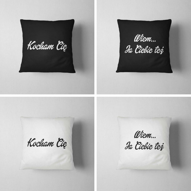 Pillows for couple, 2 Decorative cushions, Wedding Shower Gift, Kocham Cie Pillow, Love Pillow image 3