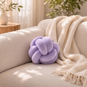Lilac Knot Pillow Soft Decorative Cushion for Sofa Bed and Nursery Modern Minimalist Home Decor Cozy Accent Pillow Gift