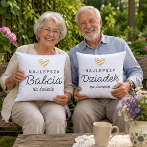 Ensemble de coussins pour grands-parents polonais, cadeau Dziadek & Babcia, meilleurs coussins pour grand-mère et grand-père, cadeau familial polonais, décoration de pendaison de crémaillère