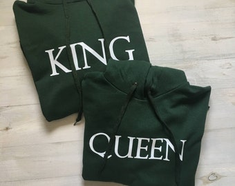 King Queen Hoodies, Couples Hoodies, Mr and Mrs Sweatshirts, Couples Sweatshirts, Mr and Mrs for Gift Honeymoon, Mari and Wife Gift