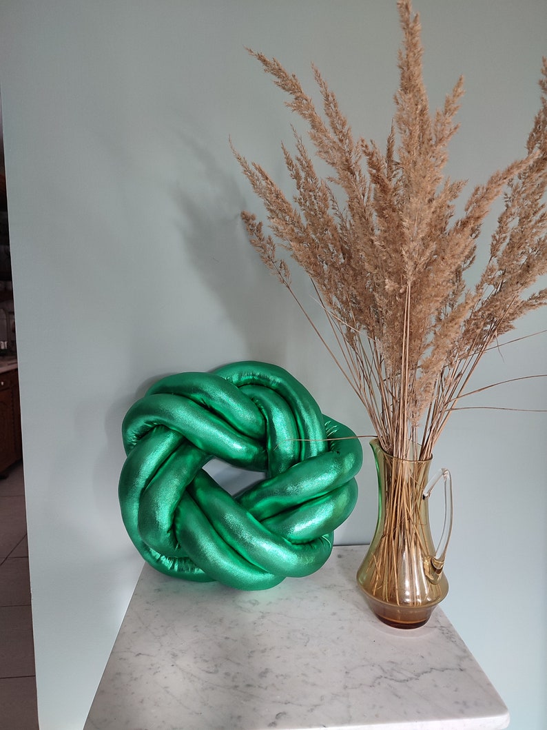 Knot Pillow, Knot Green Pillow, Modern Knot Pillows , Knot Cushion, Decorative Cushion, Knot Floor Cushions, Scandinavian Pillow, Green Knot image 2