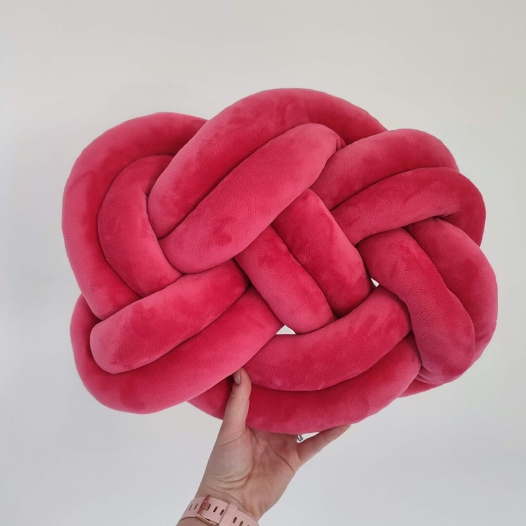 Knot Pillow Pretzel Pillow Modern Knot Pillows Neon Pink Etsy