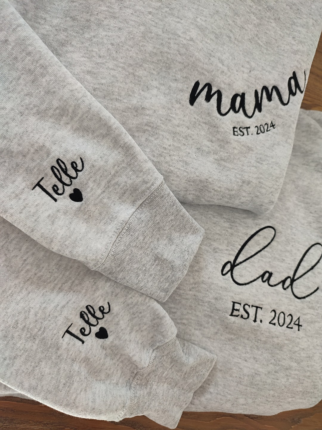 Mom Dad Embroidered Sweatshirt, Embroidered Mom Dad Est With Kids Names ...