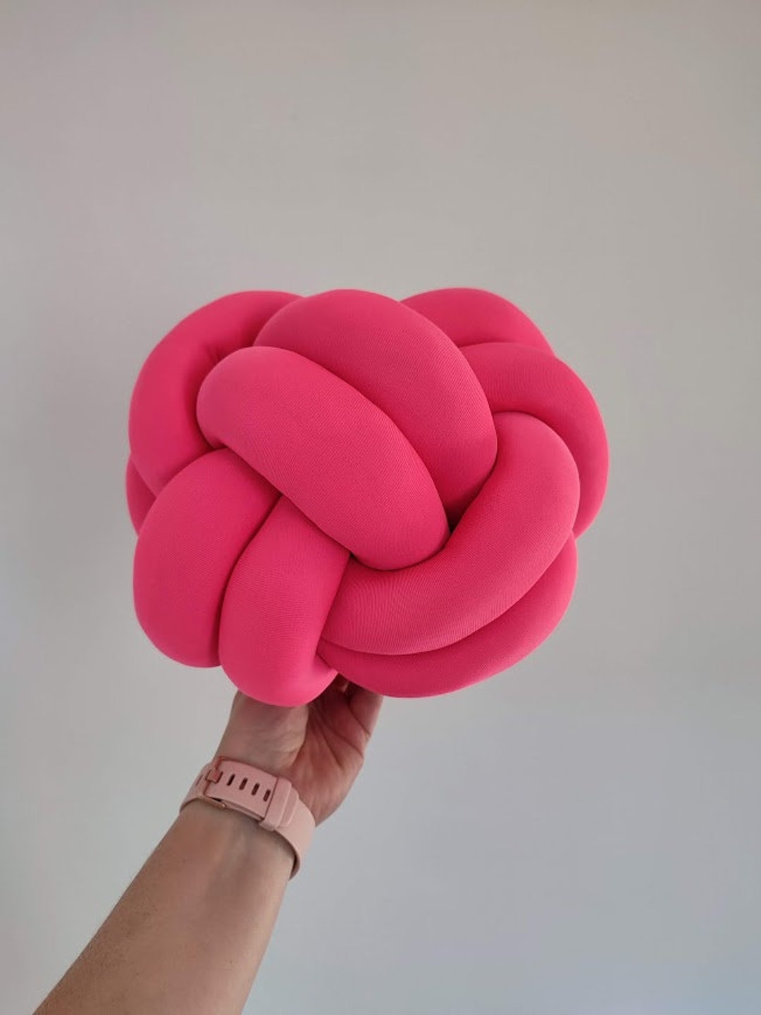 Knot Pillow, Neon Pink Knot Pillow, Jersey Polyester Pink Knot, Knot