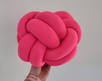 Knot Pillow, Neon Pink Knot Pillow, Jersey Polyester Pink Knot, Knot Cushion, Large Floor Cushion, Large Knot Pillow, Large Floor Pillow