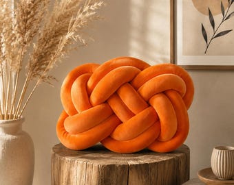 Orange Knotenkissen Dekokissen Knoten Kissen Designer Kissen Modernes Wohnzimmer Deko Sofakissen Minimalistische Wohndeko Geschenk