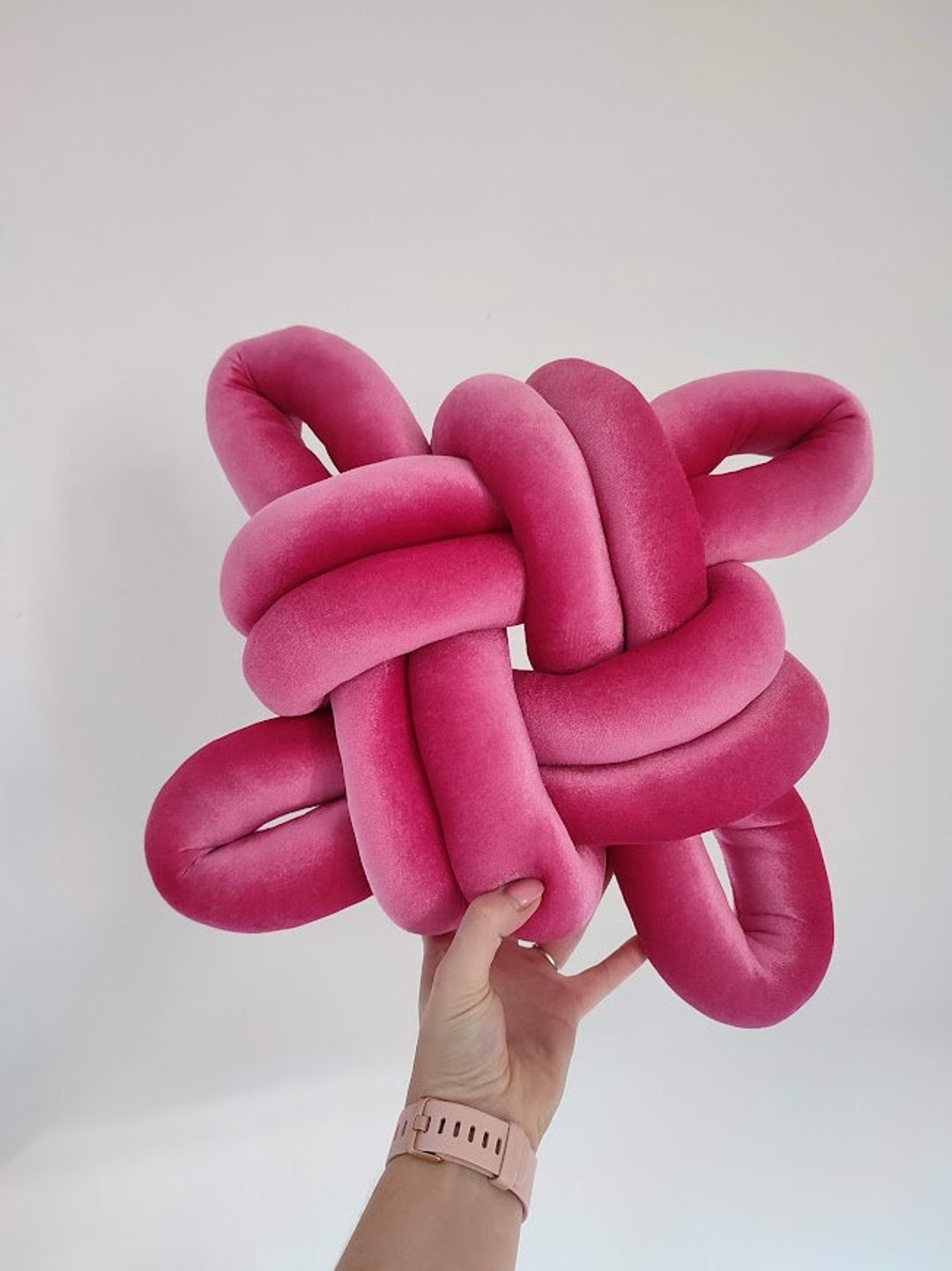 Knot Pillow, Knot Pink Pillow, Modern Knot Pillows, Velur Pink Knot