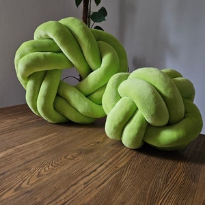 Set of Two Knots Pillow, Knot Pillow, Knot Lime pillow, Modern Knot Pillows, Knot Cushion, Flat Pillow, Decorative Cushion, Lime pillow image 1