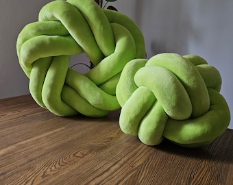 Set of Two Knots Pillow, Knot Pillow, Knot Lime pillow, Modern Knot Pillows, Knot Cushion, Flat Pillow, Decorative Cushion, Lime pillow