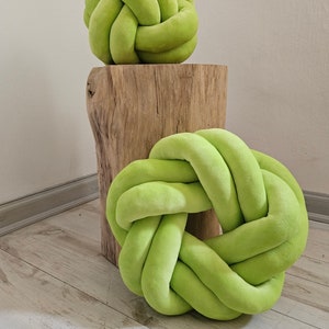 Set of Two Knots Pillow, Knot Pillow, Knot Lime pillow, Modern Knot Pillows, Knot Cushion, Flat Pillow, Decorative Cushion, Lime pillow image 5