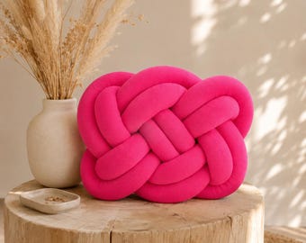 Neonpink Knotenkissen Knoten Kissen Dekokissen Modernes Design Sofakissen Wohnzimmer Deko Minimalistisches Kissen Geschenkidee