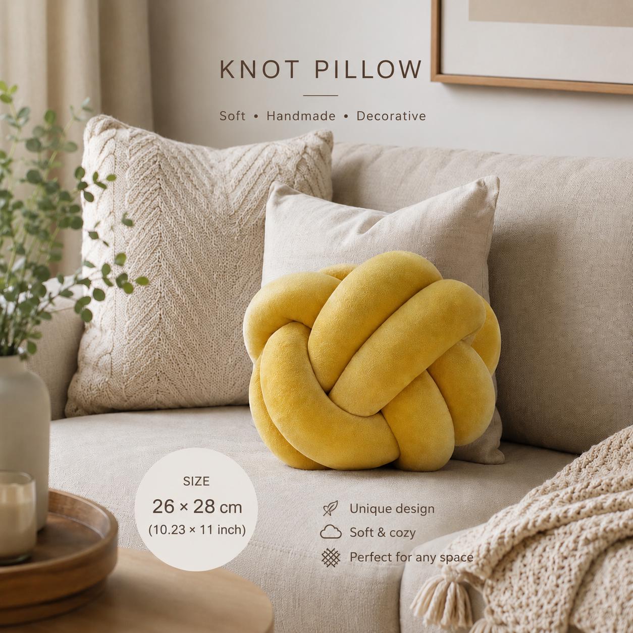 Gelb Knotenkissen Dekokissen Knoten Kissen Moderne Wohndeko Sofakissen Wohnzimmer Schlafzimmer Design Geschenk Idee