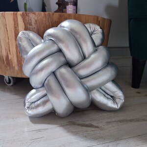 Knot Pillow, Silver Knot Pillow, Silver Knot Cushion, Knot Cushion, Large Floor Cushion, Large Knot Pillow, Silver Floor Pillow, Silver knot image 4