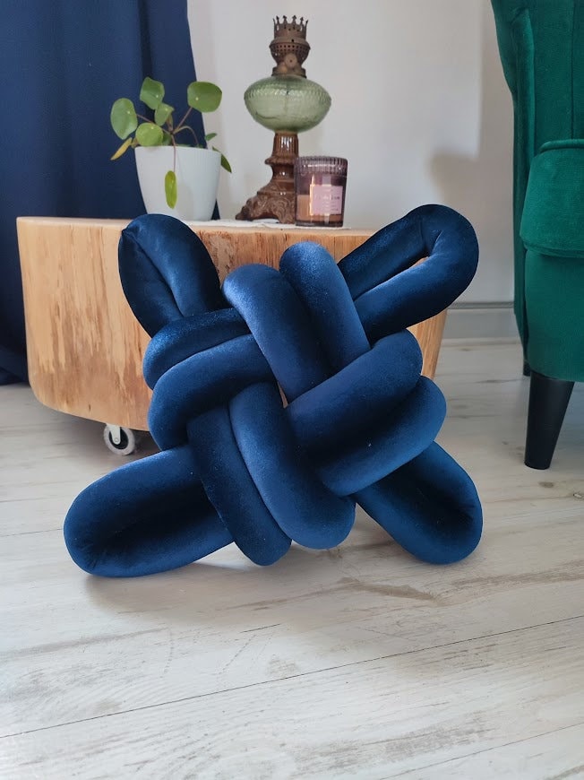 Knot Pillow Knot Navy Blue Pillow Modern Knot Pillows Navy Etsy