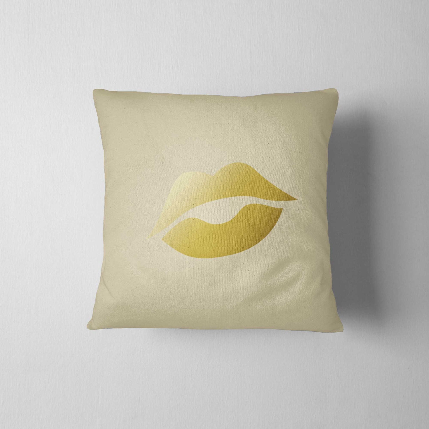 Lips Pillow Decorative Pillow Gold Lips Throw pillow Etsy