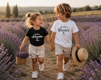 Big Brother Little Sister Matching Shirts, Personalized Sibling Outfit, Custom Name Kids T-Shirts, Pregnancy Announcement, Baby Shower Gift