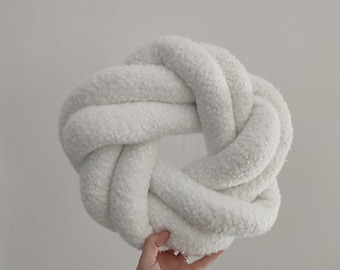 Almohada Boucle blanca, almohada de nudo Boucle, cojín de nudo Boucle, almohadas de nudo modernas, cojín de sofá, almohada de lanzamiento de sofá, almohada de lanzamiento de bola