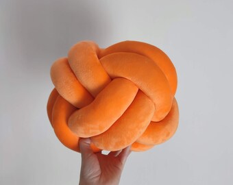 Oreiller noeud, oreiller noeud orange, coussin noeud, coussin noeud orange, grand coussin de sol, grand oreiller noeud, grand oreiller de sol, oreiller boule