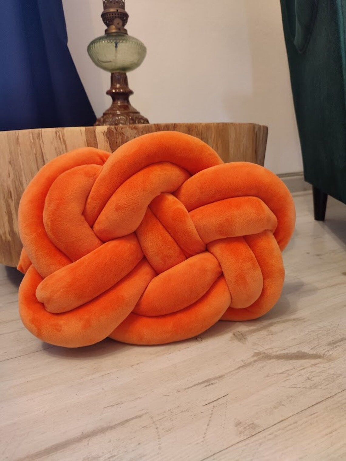 Knot Pillow Pretzel Pillow Modern Knot Pillows Orange Knot Etsy