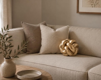 Gold Knotenkissen Dekokissen Knoten Kissen Designer Kissen Modernes Wohnzimmer Deko Sofakissen Minimalistische Wohndeko Geschenk