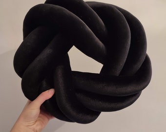 Knot Pillow, Knot Velur Black pillow, Modern Knot Pillows, Knot Cushion, Decorative Cushion, Knot Floor Cushions, Scandinavian Pillow,