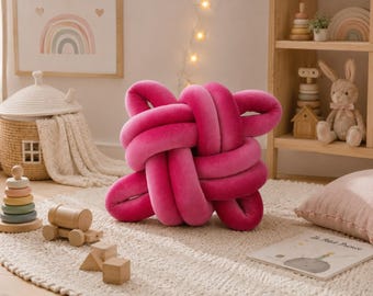 Pink Knot Pillow, Modern Knot Cushion, Decorative Throw Pillow, Scandinavian Home Decor, Sofa Accent Pillow, Housewarming Gift
