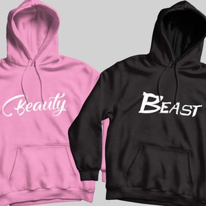 Beauty And The Beast Couple Hoodies - Matching Sweatshirts For Him & Her (Sizes S-2XL)