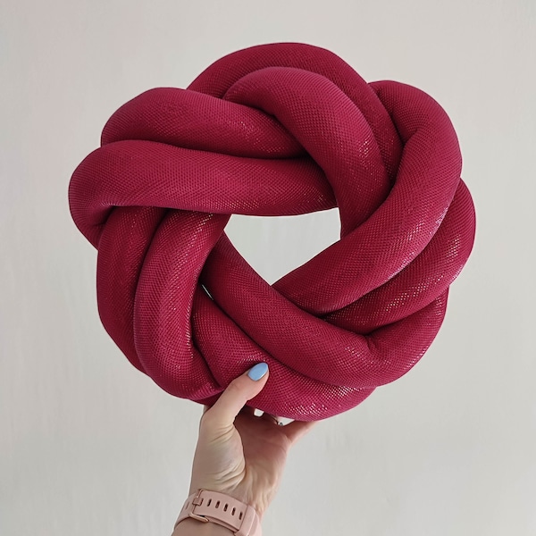 Oreiller noeud, oreiller noeud fuchsia, coussin noeud, oreiller noeud rose foncé, oreiller noeud rose, grand coussin noeud, grand coussin de sol, noeud fuchsia