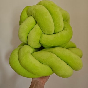 Set of Two Knots Pillow, Knot Pillow, Knot Lime pillow, Modern Knot Pillows, Knot Cushion, Flat Pillow, Decorative Cushion, Lime pillow image 2