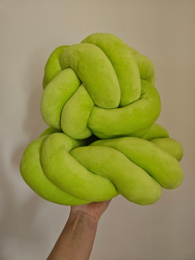 Set of Two Knots Pillow, Knot Pillow, Knot Lime pillow, Modern Knot Pillows, Knot Cushion, Flat Pillow, Decorative Cushion, Lime pillow image 2
