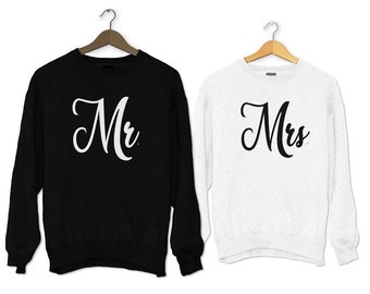 M. Mme Sweatshirt, Couples Hoodie, Couple Assorti, Couple Sweatshirt, Sweat-shirt Lune de Miel Assorti, Cadeau 1er anniversaire pour femme