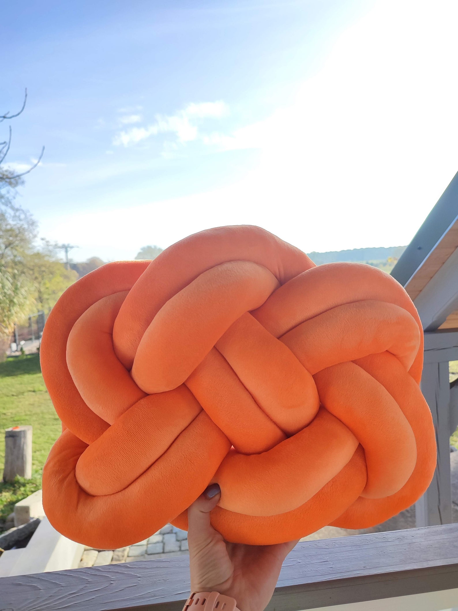 Knot Pillow Pretzel Pillow Modern Knot Pillows Orange Knot Etsy