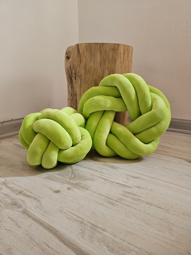 Set of Two Knots Pillow, Knot Pillow, Knot Lime pillow, Modern Knot Pillows, Knot Cushion, Flat Pillow, Decorative Cushion, Lime pillow image 6