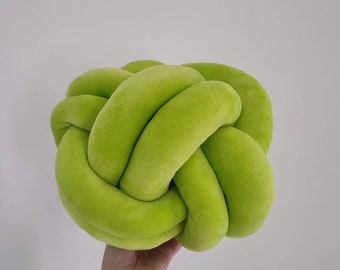 Oreiller noeud, oreiller vert lime, oreiller noeud moderne, oreiller noeud vert lime, coussin noeud, oreiller plat vert lime, coussin décoratif