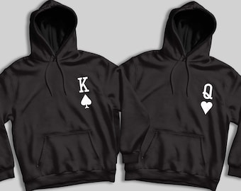 King Queen Hoodies, Couples Hoodie, Couple Hoodies, King Queen Hoodies, Matching Hoodies, King and Queen Sweatshirts, Just Married Tshirt