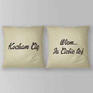 Pillows for couple, 2 Decorative cushions, Wedding Shower Gift, Kocham Cie Pillow, Love Pillow image 2