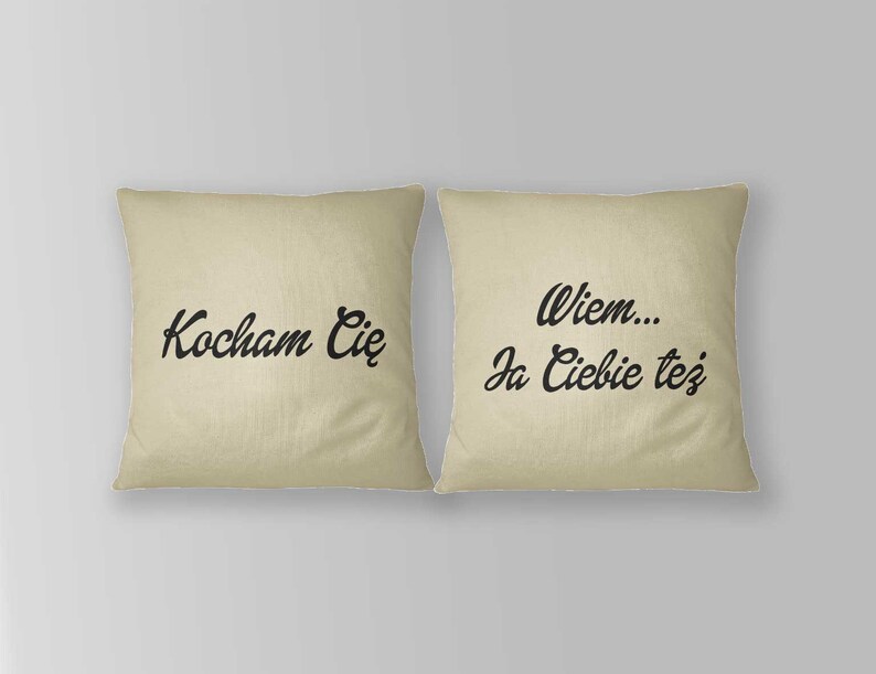 Pillows for couple, 2 Decorative cushions, Wedding Shower Gift, Kocham Cie Pillow, Love Pillow image 2