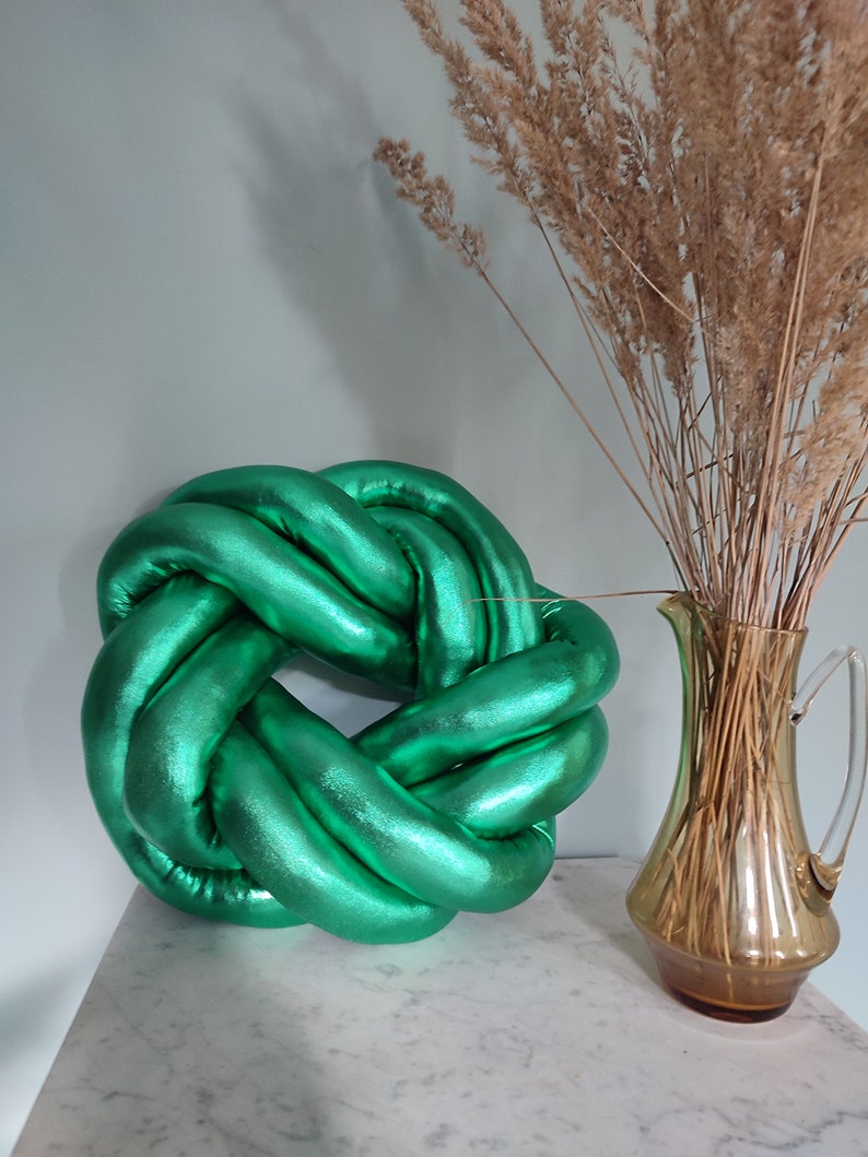 Knot Pillow, Knot Green Pillow, Modern Knot Pillows , Knot Cushion, Decorative Cushion, Knot Floor Cushions, Scandinavian Pillow, Green Knot image 4
