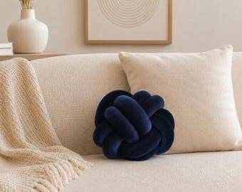 Marineblau Knotenkissen Dekokissen Knoten Kissen Moderne Wohndeko Sofakissen Wohnzimmer Schlafzimmer Design Geschenk Idee