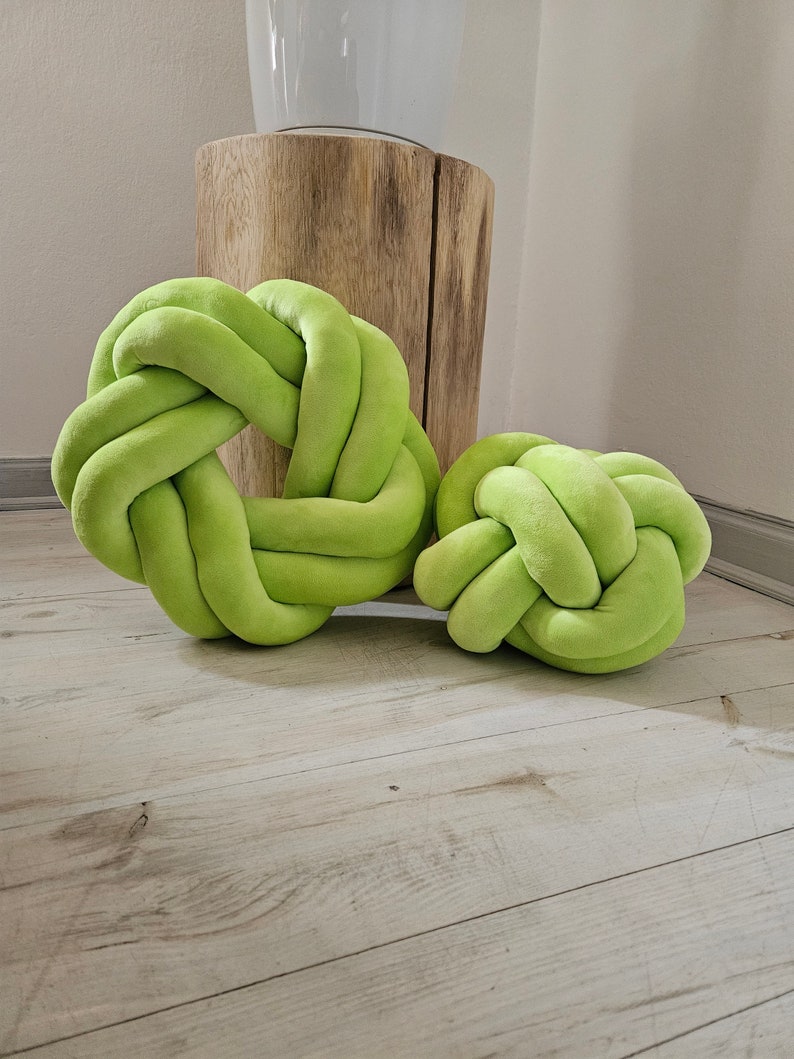 Set of Two Knots Pillow, Knot Pillow, Knot Lime pillow, Modern Knot Pillows, Knot Cushion, Flat Pillow, Decorative Cushion, Lime pillow image 10