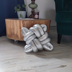 Knot Pillow, Silver Knot Pillow, Silver Knot Cushion, Knot Cushion, Large Floor Cushion, Large Knot Pillow, Silver Floor Pillow, Silver knot image 3