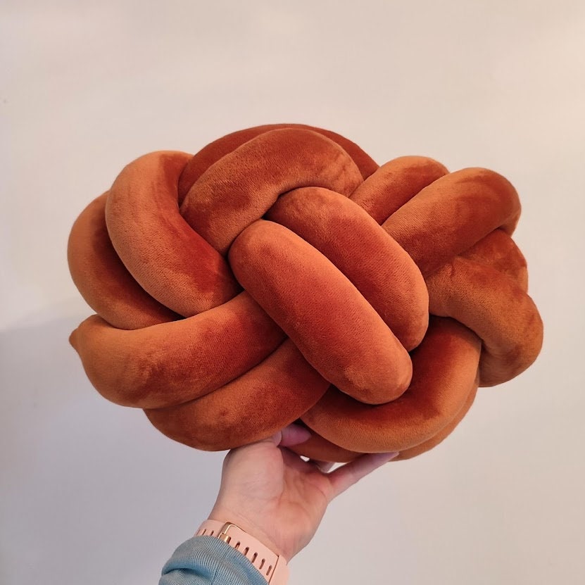 Knot Pillow Pretzel Pillow Modern Knot Pillows Orange Etsy