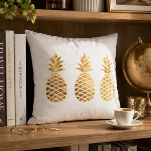 Almofada Abacaxi Dourada, Almofada Tropical, Capa de Almofada Abacaxi, Almofada Decorativa, Decoração para Sala de Estar, Presente Moderno para Casa, Decoração Boho