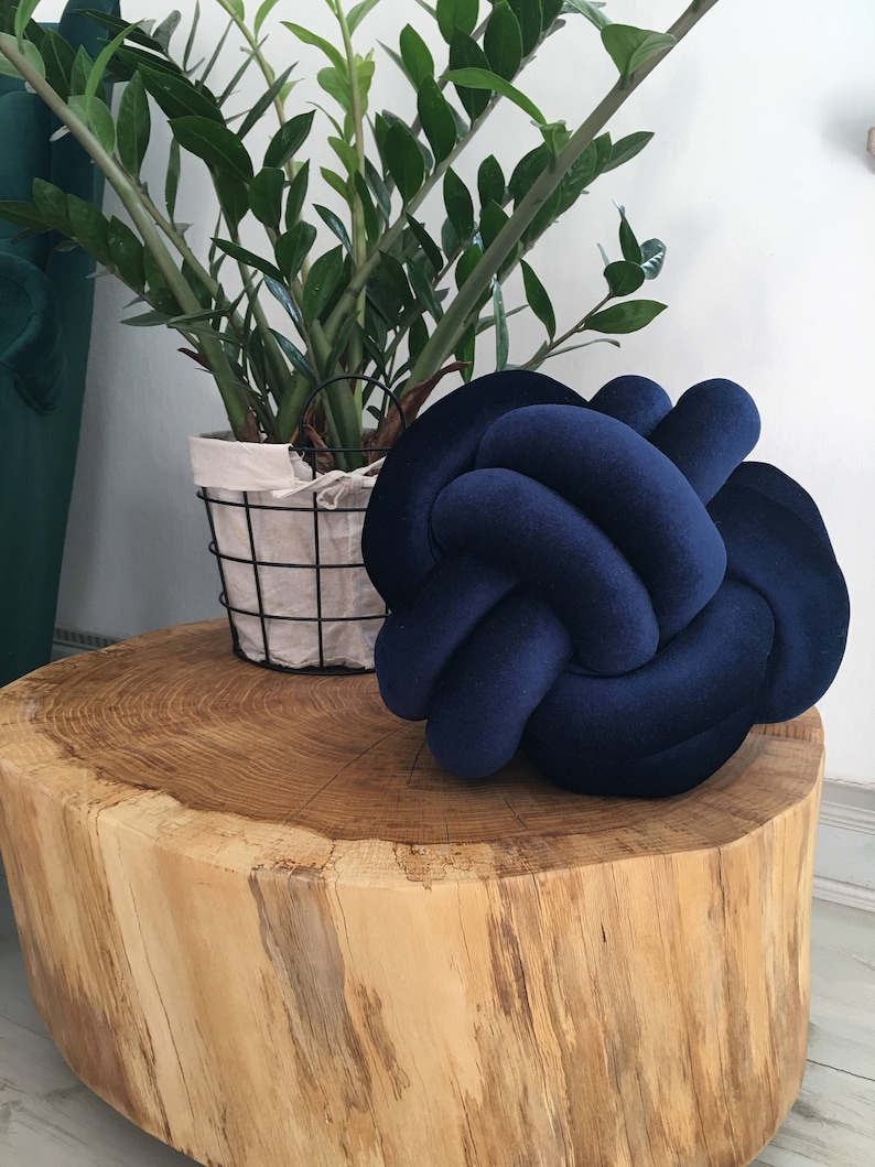 Knot Pillow, Navy Blue Knot Pillow, Knot Cushion, Knot Cushion, Large Floor Cushion, Large Knot Pillow, Large Floor Pillow, Ball Pillow image 2