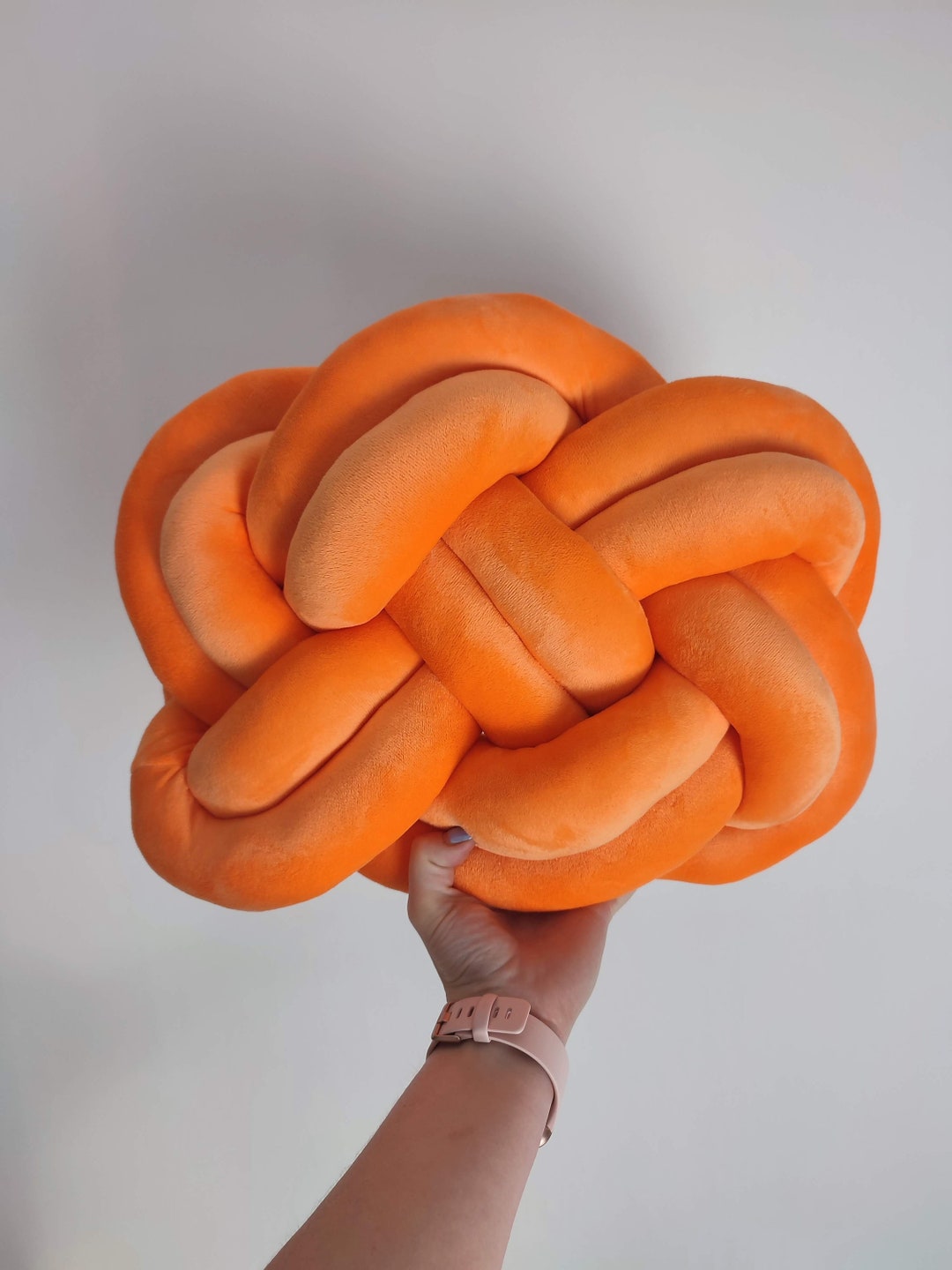Knot Pillow, Pretzel Pillow, Modern Knot Pillows, Orange Knot Pillow