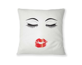 Make up Pillow Eyes and Lips Throw Pillow Pillow Covers Farmhouse Decor Reading Pillow Lake House Decor Office Decor Apartment Decor Etsy