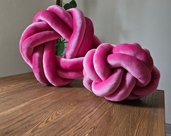 Set di due cuscini nodi, cuscino nodo, cuscino rosa nodo, cuscini nodo moderni, cuscino nodo, cuscino piatto, cuscino decorativo, cuscino rosa