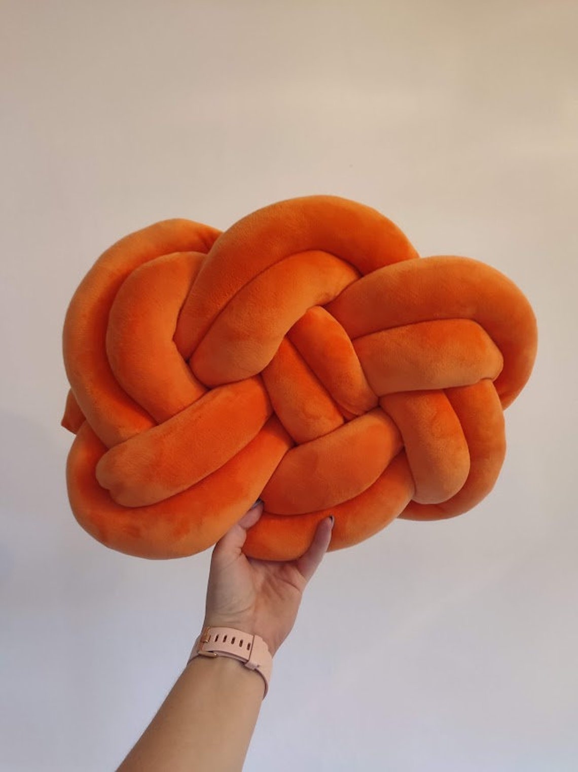 Knot Pillow Pretzel Pillow Modern Knot Pillows Orange Knot Etsy