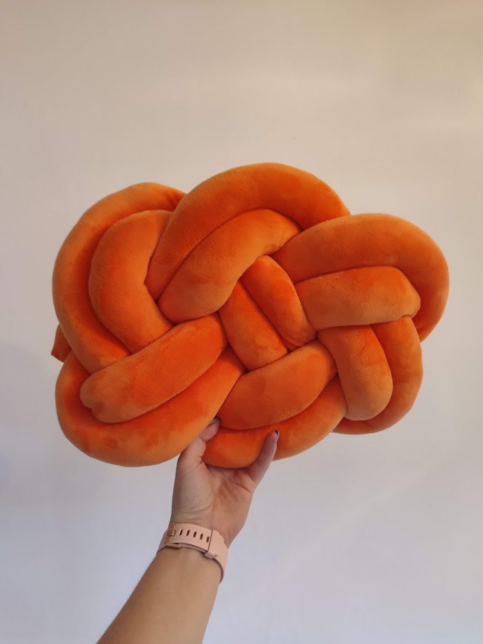 Knot Pillow Pretzel Pillow Modern Knot Pillows Orange Knot Etsy